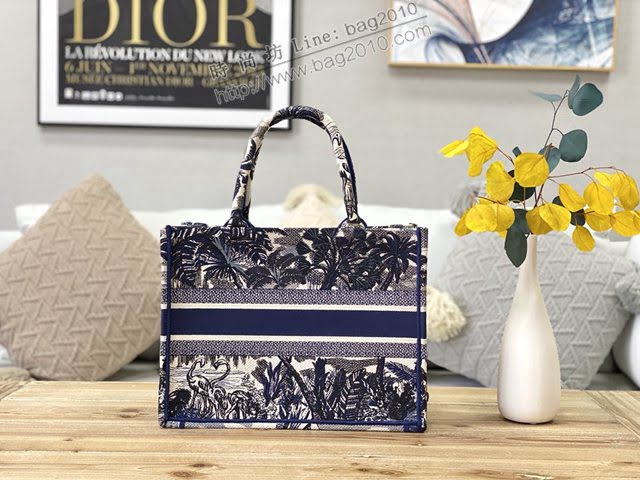 Dior女包 迪奧Book Tote黑椰樹帆布托特包 Dior刺繡購物袋  dfk1659